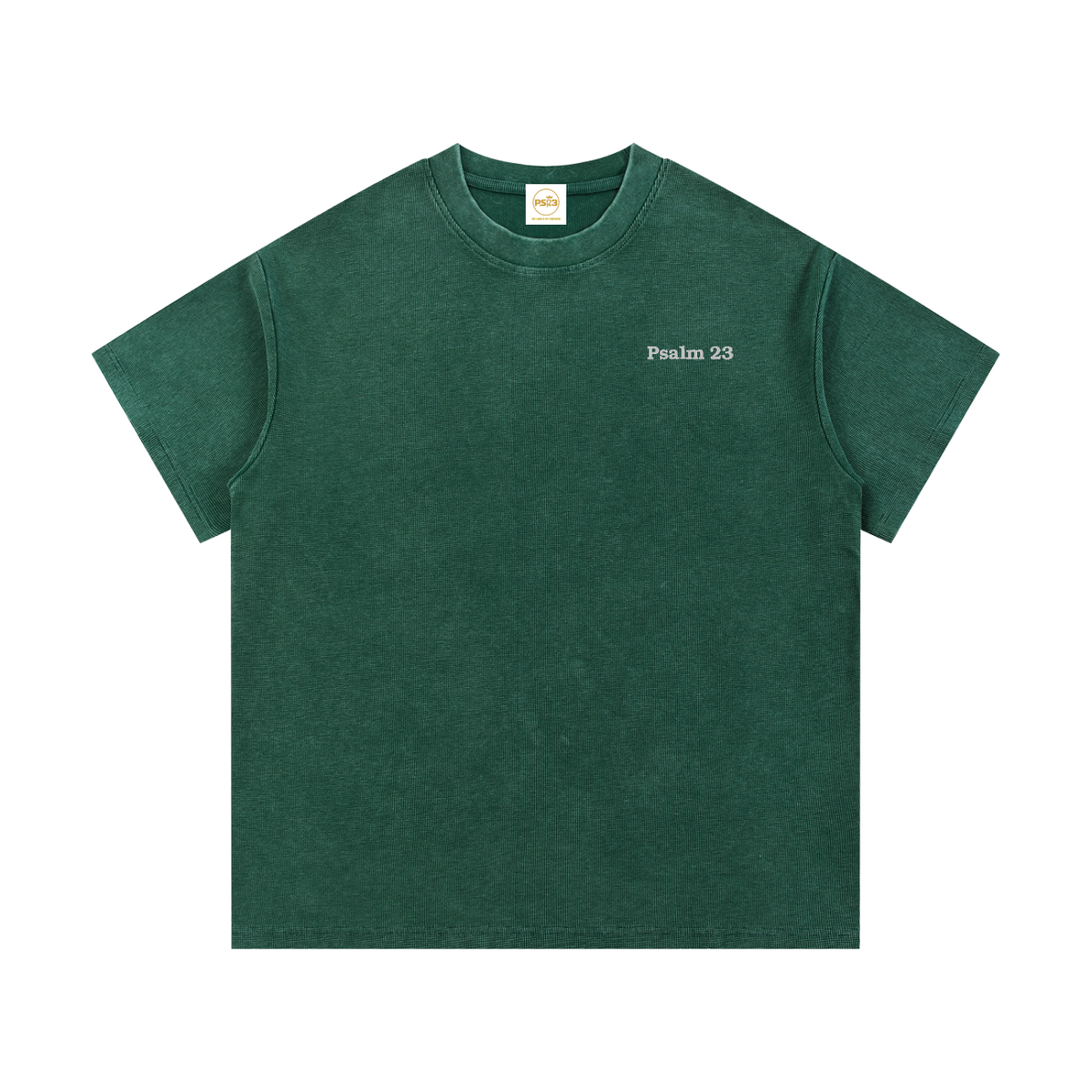 PS23 Embroidery Psalm 23 Mineral Wash Waffle Knit T-Shirt