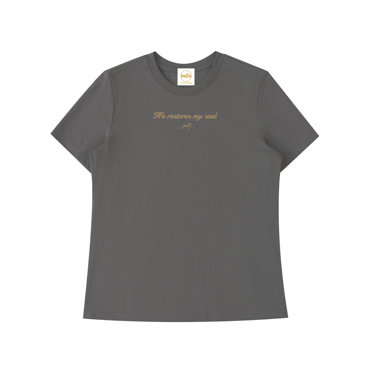 PS23 Embroidery He restores my soul Women Essential Standard Shoulder T-Shirt