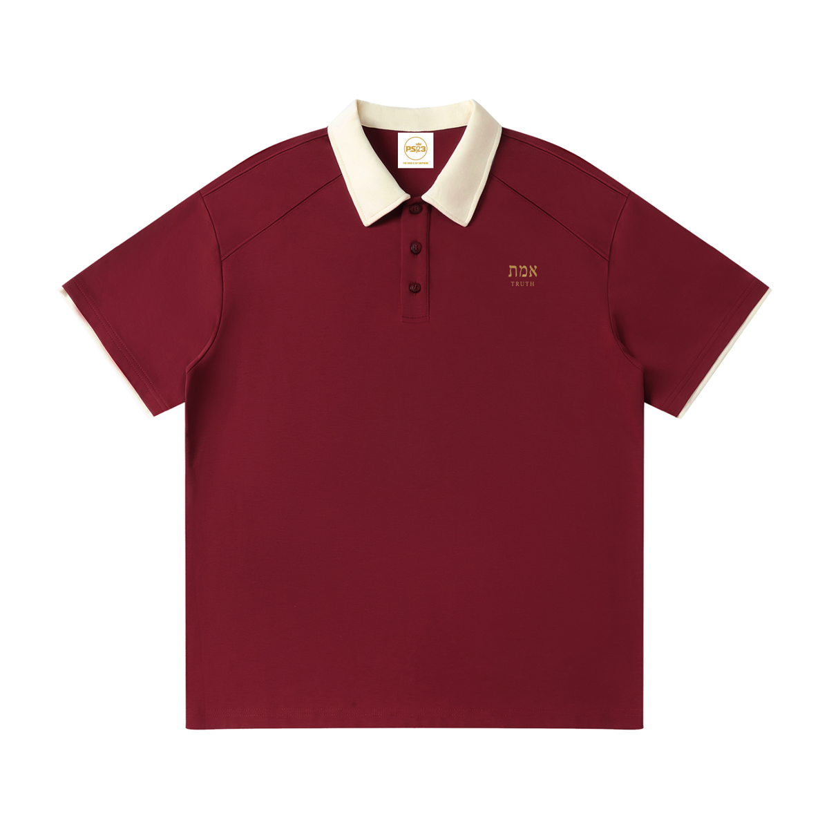 PS23 Hebrew Truth Contrast Collar Raglan Polo Shirt