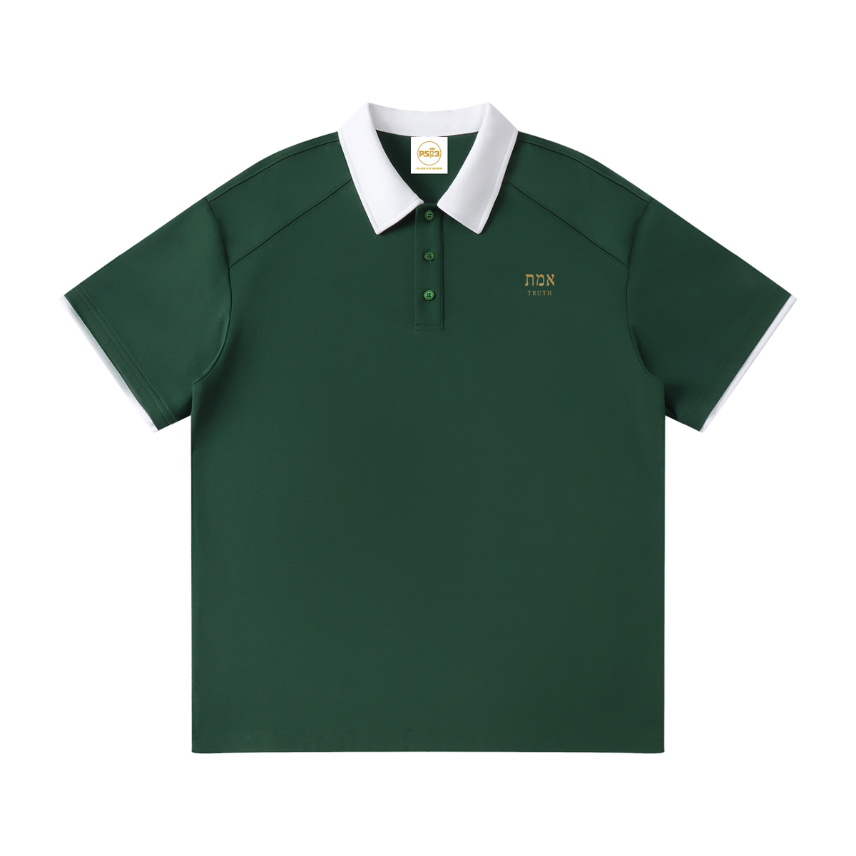 PS23 Hebrew Truth Contrast Collar Raglan Polo Shirt