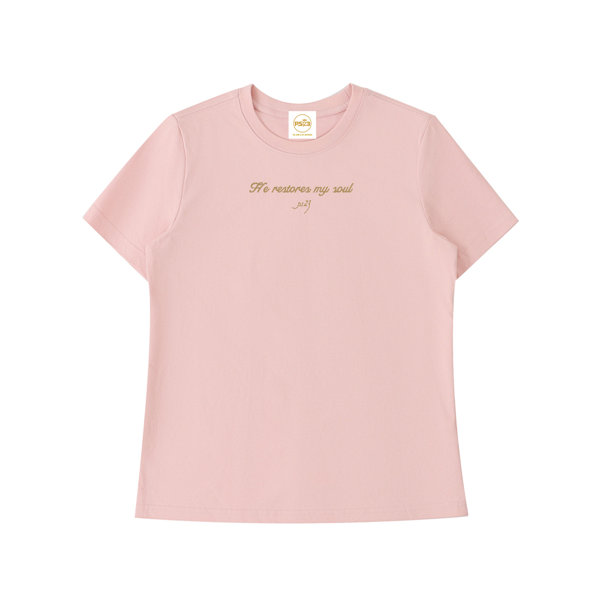 PS23 Embroidery He restores my soul Women Essential Standard Shoulder T-Shirt
