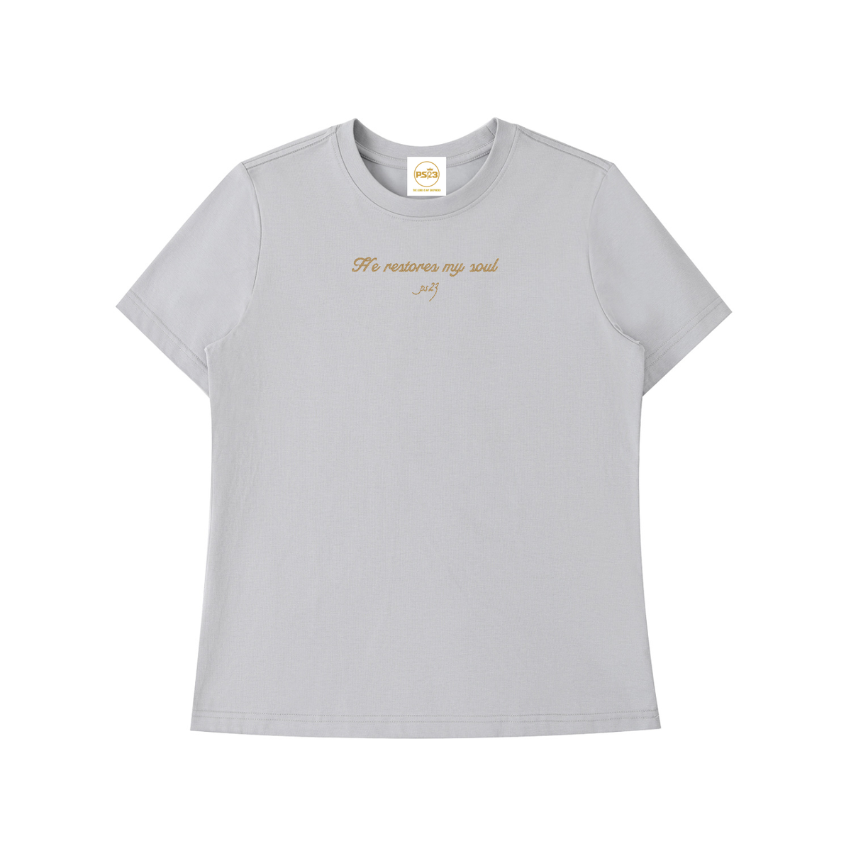 PS23 Embroidery He restores my soul Women Essential Standard Shoulder T-Shirt