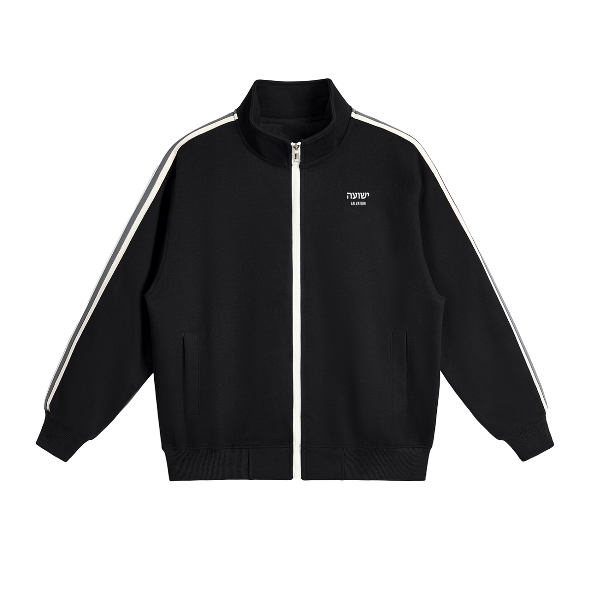PS23 Hebrew Salvation Contrast Side-Stripe Stand Collar Jacket