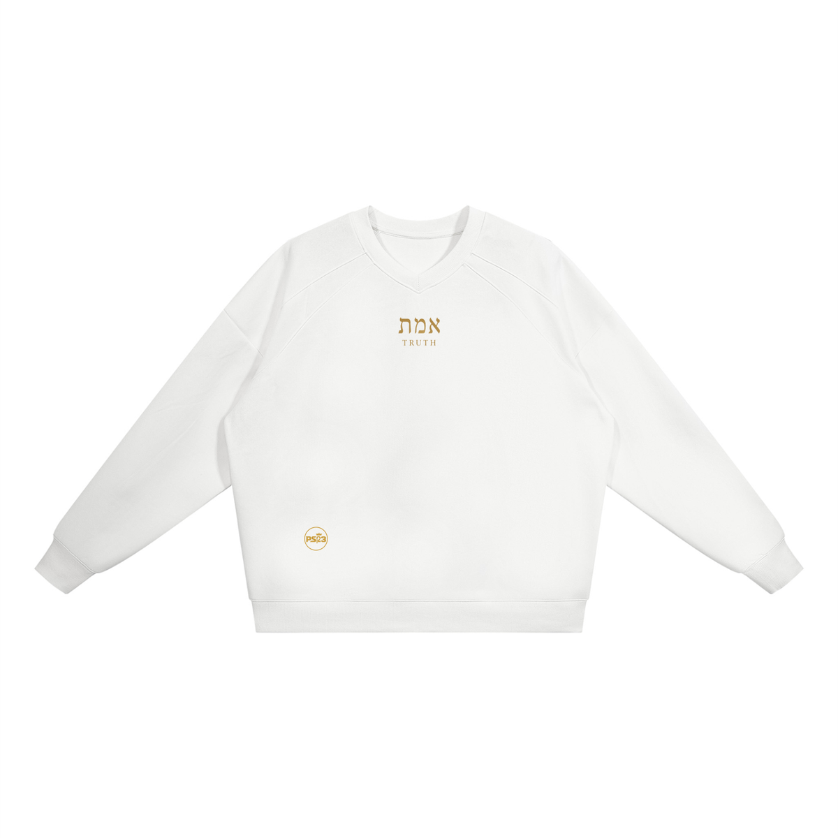 PS23 Hebrew Truth Unisex Oversized V-Neck Sweatshirt