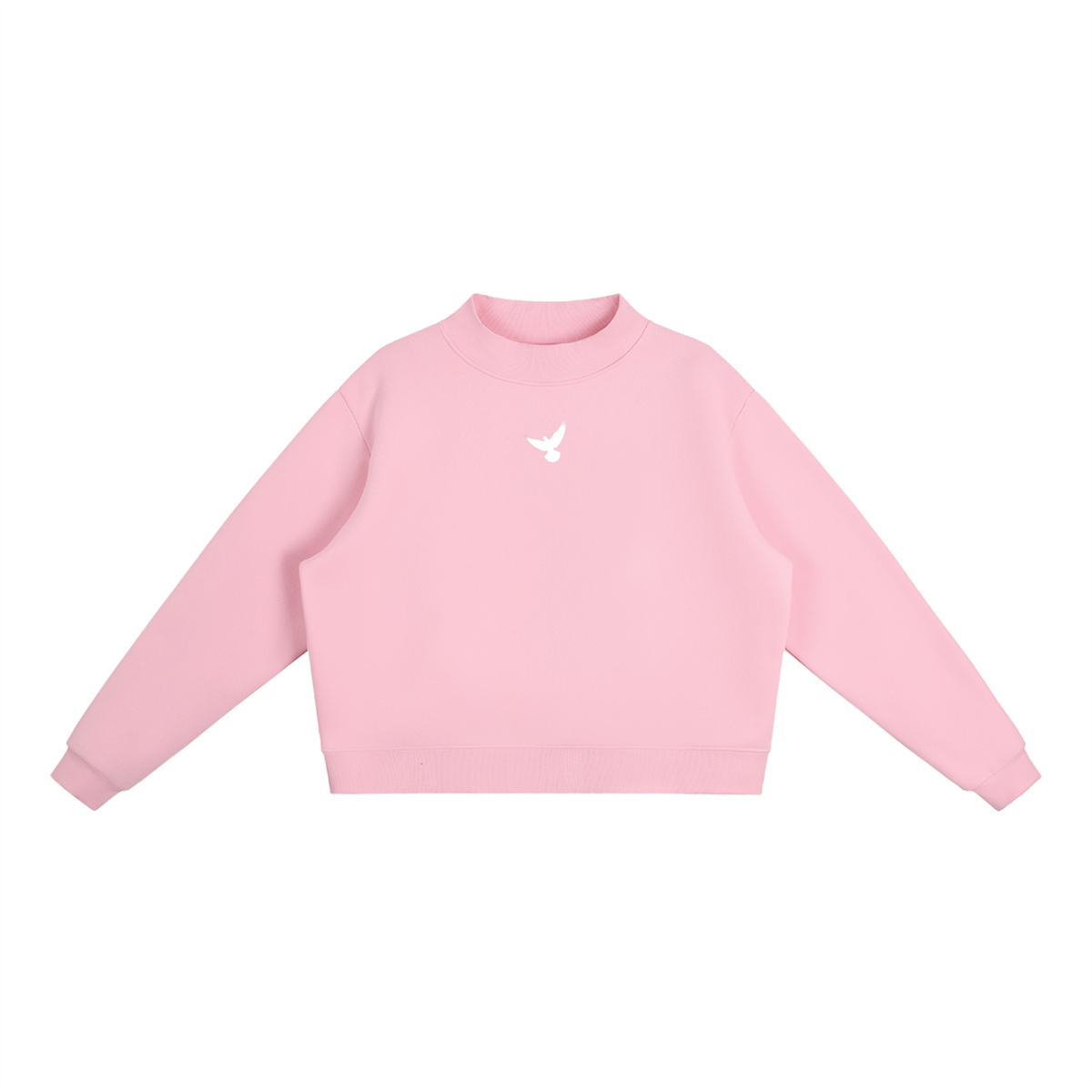 PS23 Dove Women Essential Fleece Mock-Neck Crew Sweatshirt