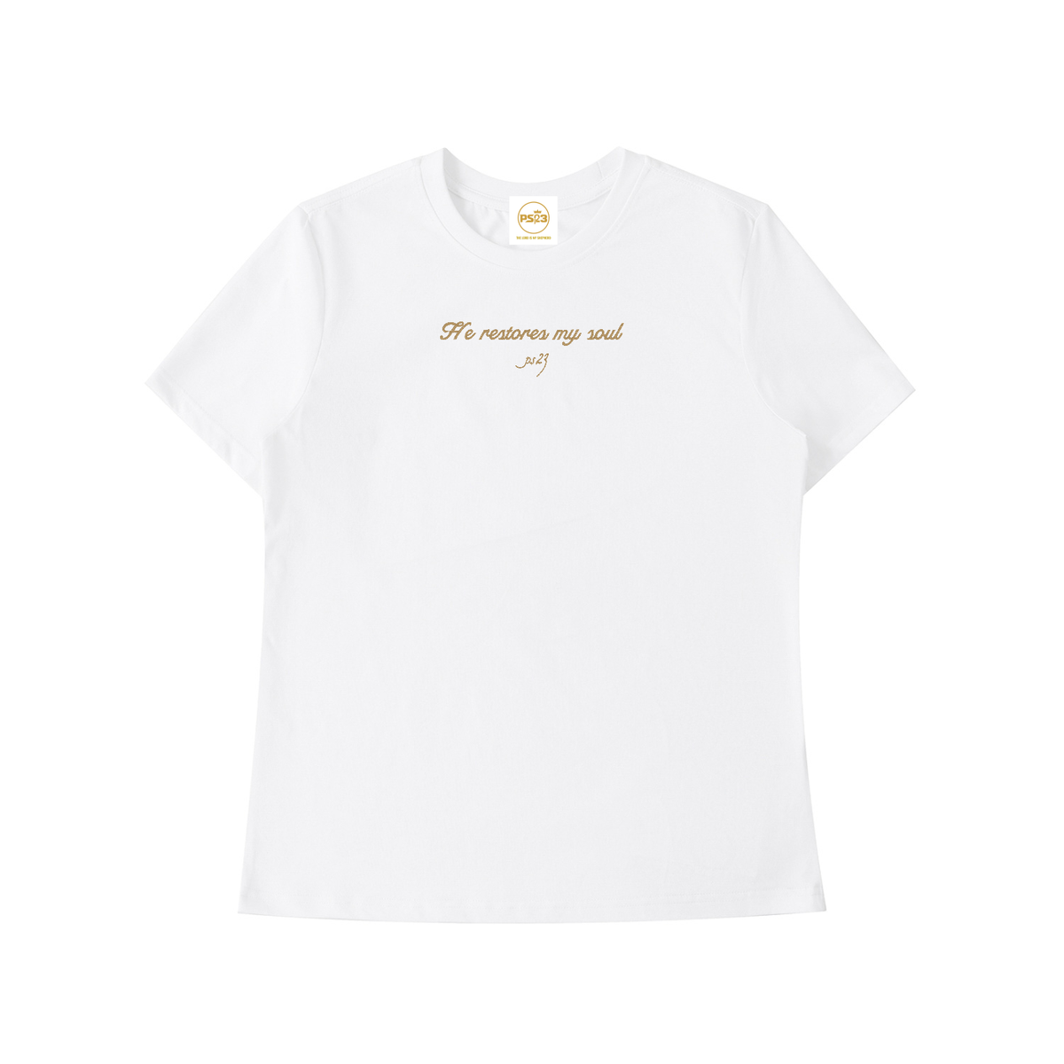 PS23 Embroidery He restores my soul Women Essential Standard Shoulder T-Shirt