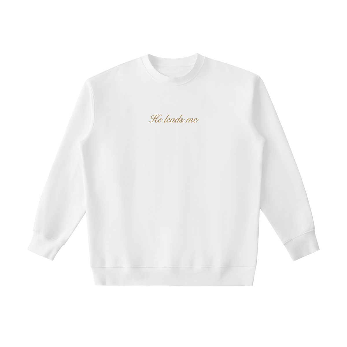 PS23 Embroidery He leads me Essential Heavyweight Crewneck Sweatshirt