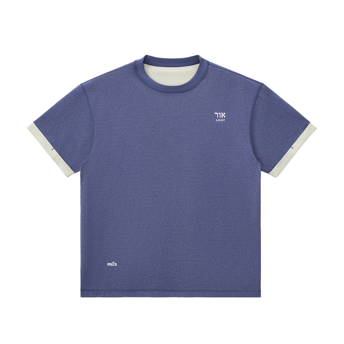 PS23 Hebrew Light Contrast Cuff Cuffed T-Shirt