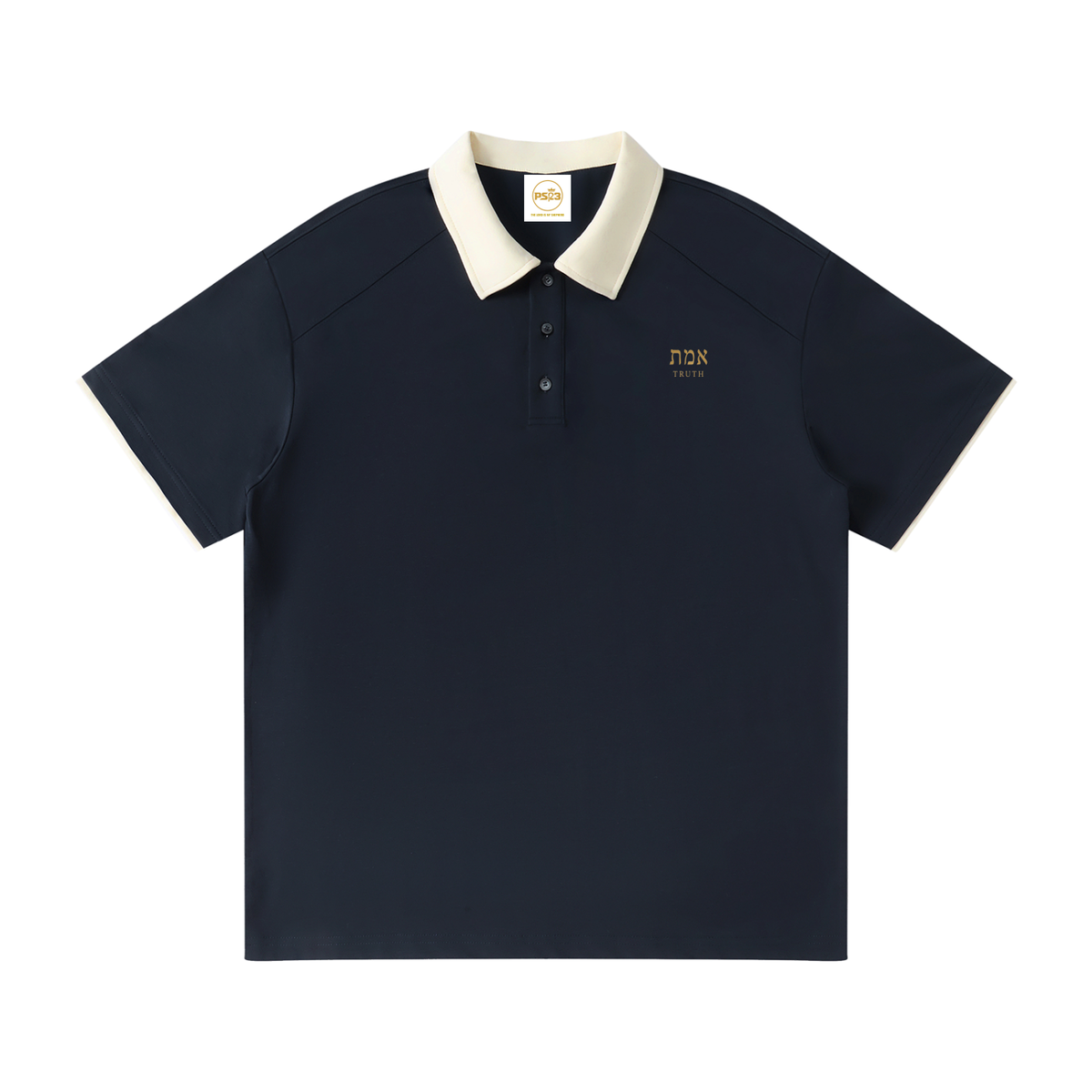 PS23 Hebrew Truth Contrast Collar Raglan Polo Shirt