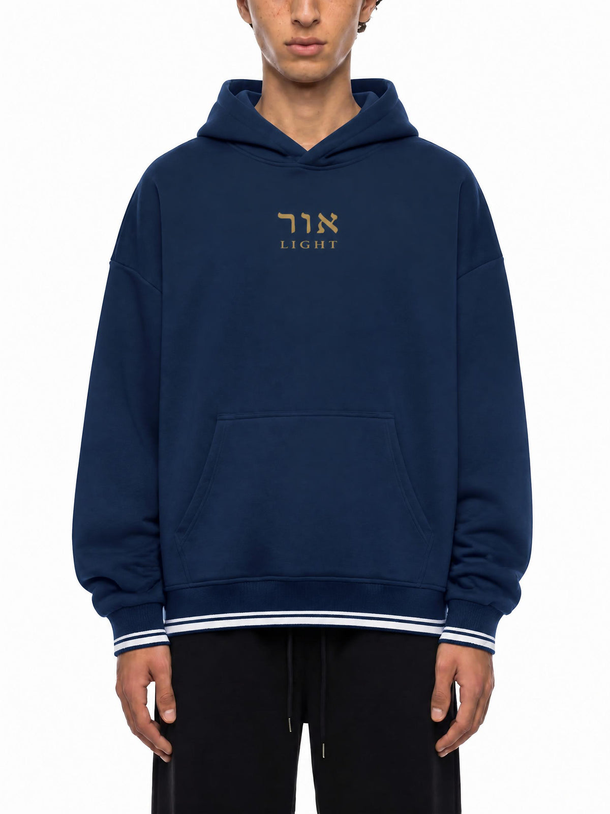 PS23 Hebrew Light Unisex Oversized Color Block Fleece Hoodie