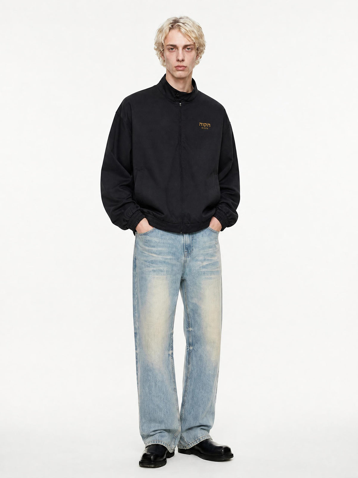 PS23 Hebrew hope Stand Collar Bomber Jacket
