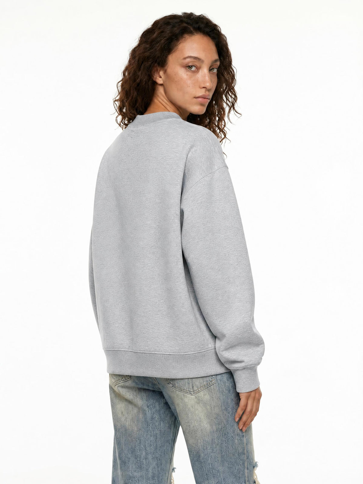 PS23 Dove Women Essential Fleece Mock-Neck Crew Sweatshirt