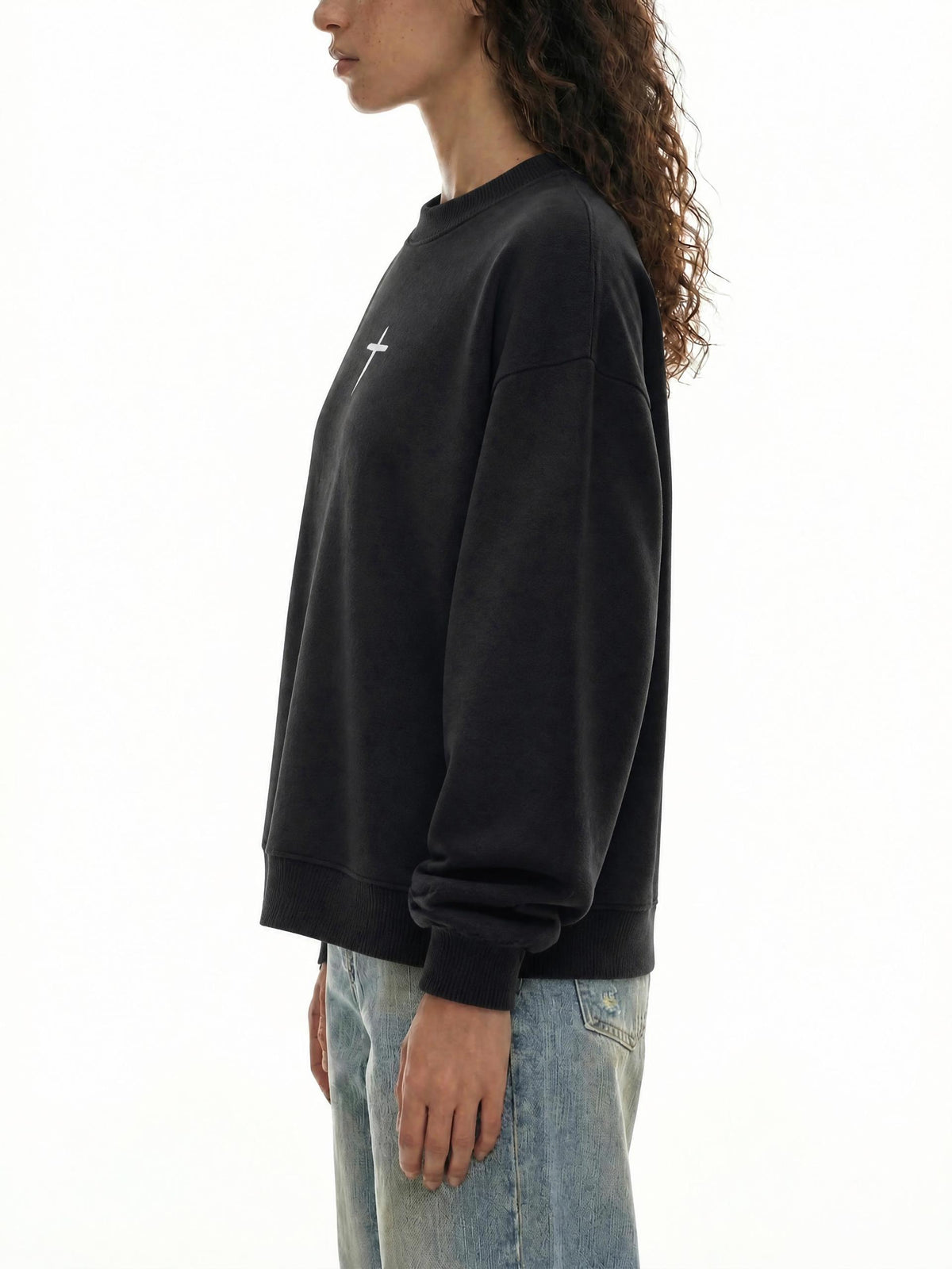 PS23 The Cross Women Essential Fleece Mock-Neck Crew Sweatshirt