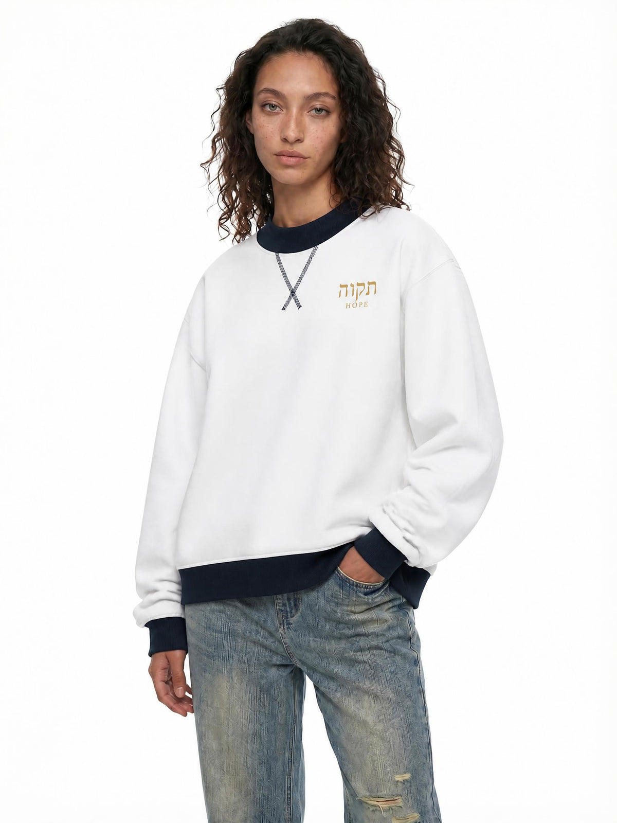 PS23 Hebrew Hope Women’s Mock Neck Crewneck Sweatshirt