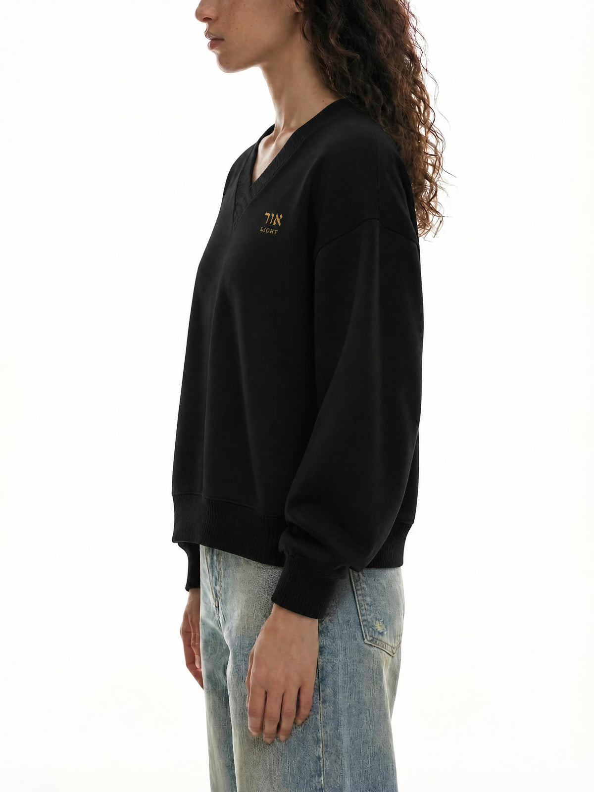 PS23 Hebrew Light Women’s Crop V-Neck Sweatshirt