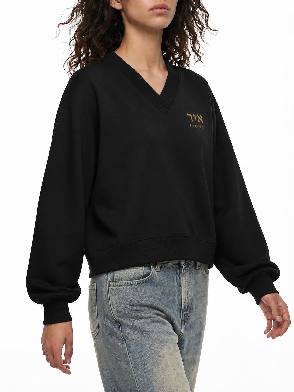 PS23 Hebrew Light Women’s Crop V-Neck Sweatshirt