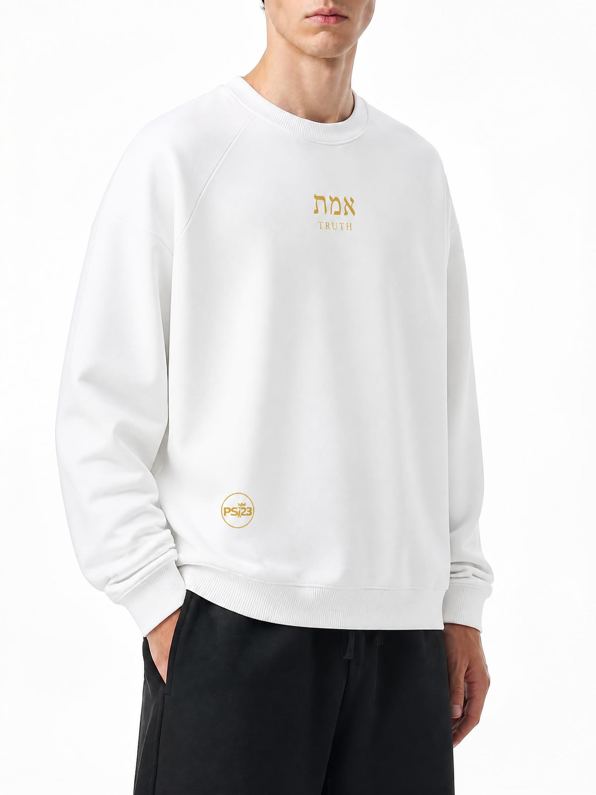 PS23 Hebrew Truth Unisex Oversized V-Neck Sweatshirt