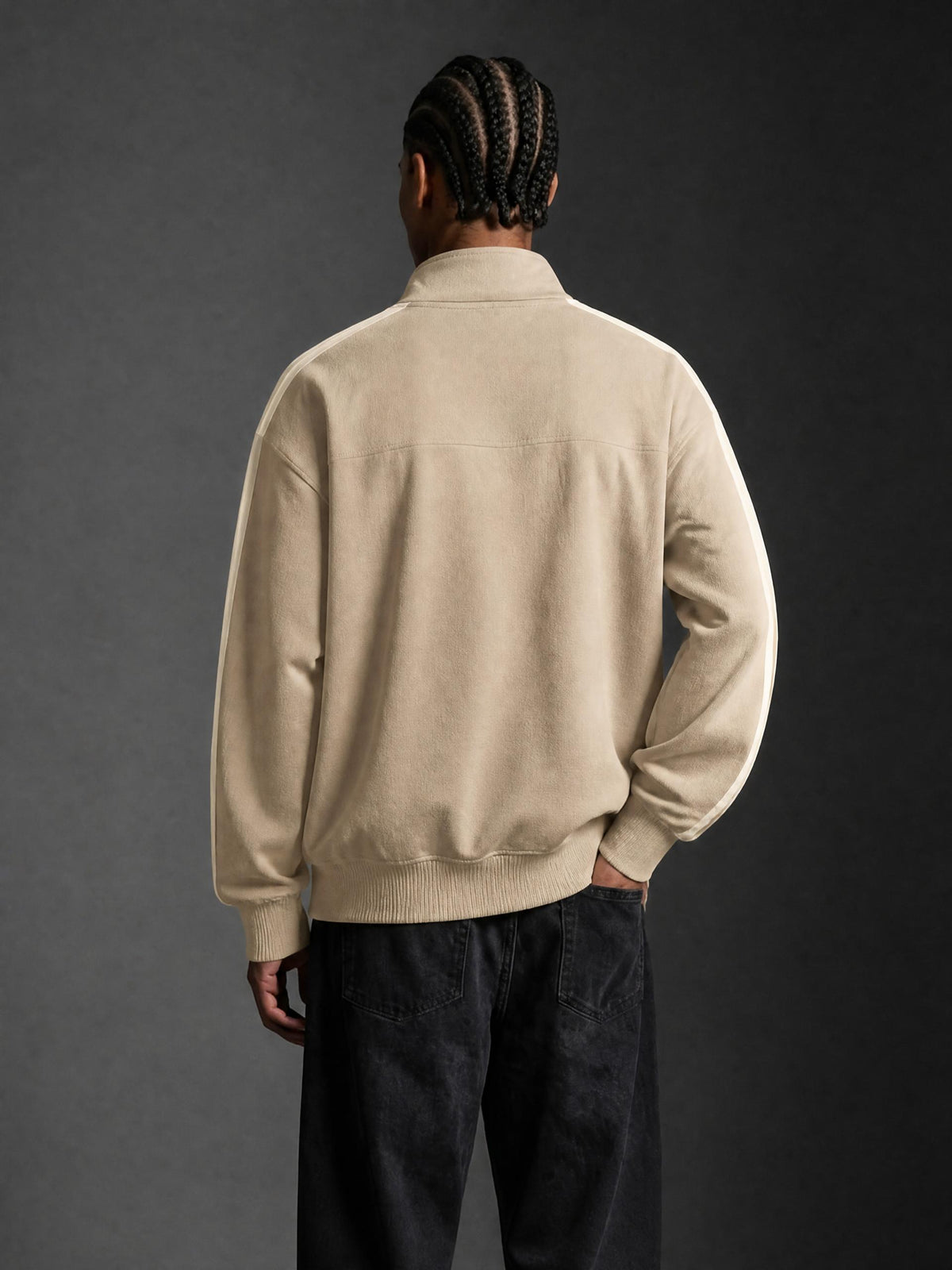 PS23 Hebrew Salvation Contrast Side-Stripe Stand Collar Jacket