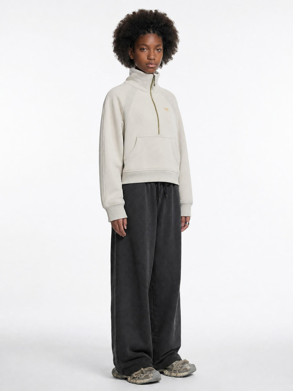 PS23 Hebrew Love Cropped Half-Zip Sweatshirt