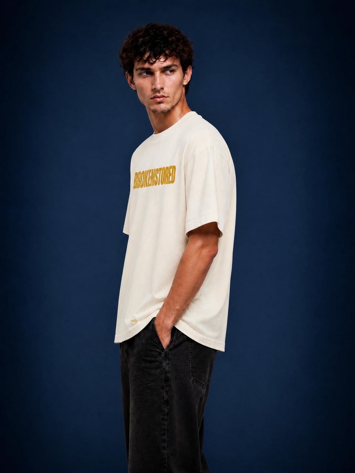 PS23 Brokenstored Gold Heavyweight Drop Shoulder Cotton T-Shirt