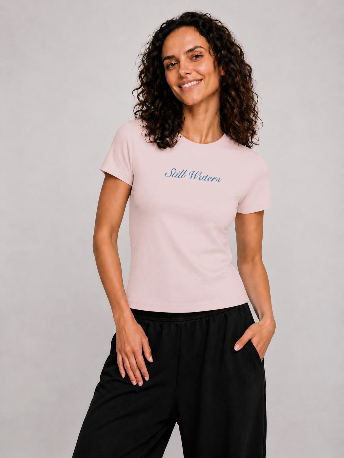 PS23 Embroidery Still Waters Women Essential Standard Shoulder T-Shirt