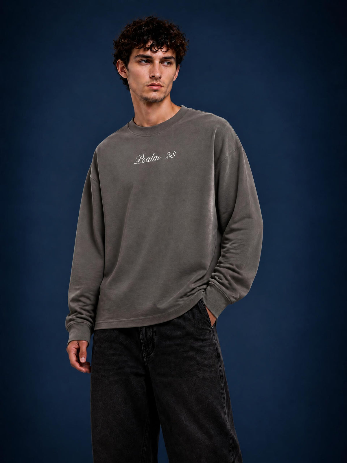 PS23 Embroidery Essential Crewneck Long-Sleeve T-Shirt