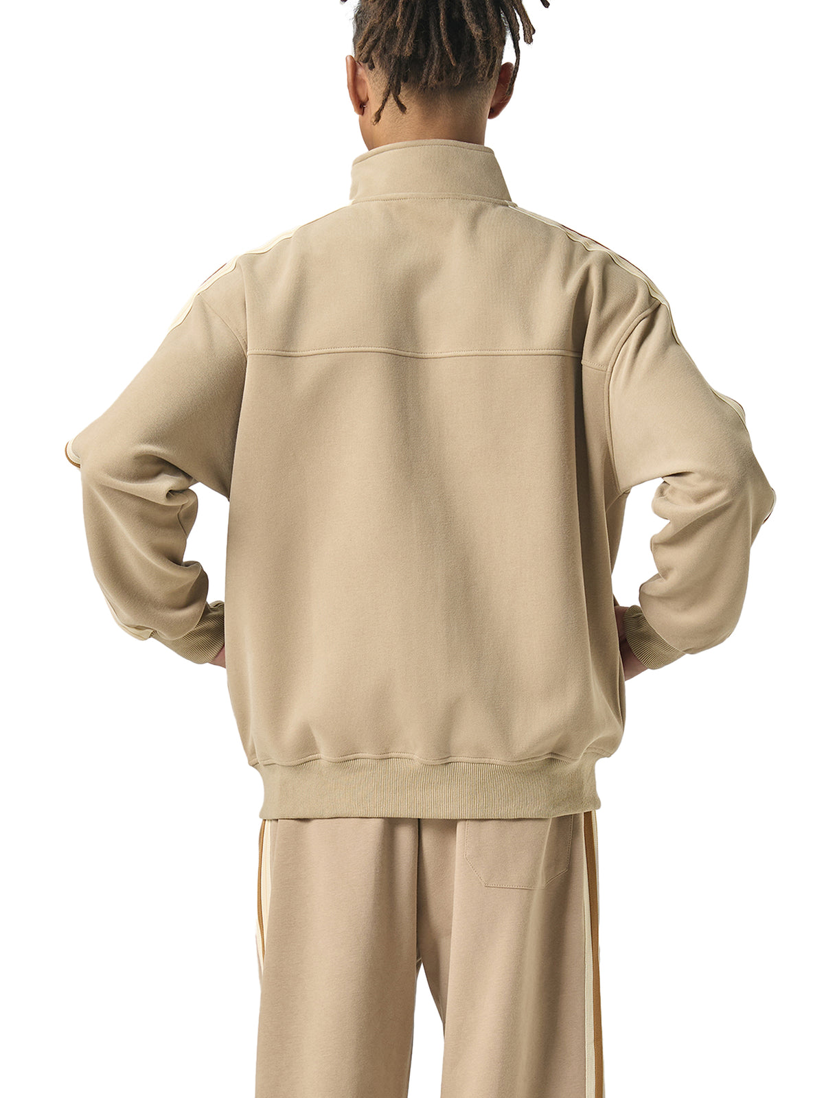 PS23 Hebrew Salvation Contrast Side-Stripe Stand Collar Jacket