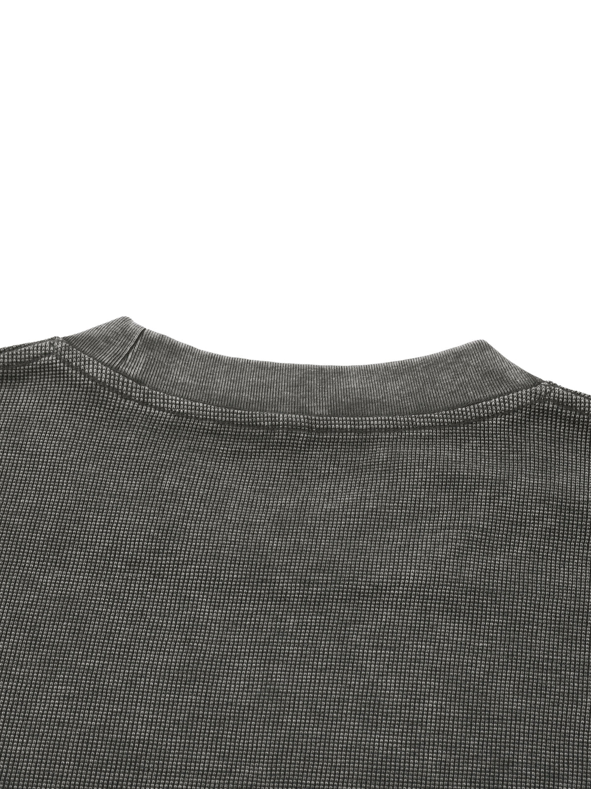 PS23 Embroidery Brokenstored Mineral Wash Waffle Knit T-Shirt
